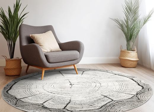 Dywan Okrągły Matara P156A l.grey/sp.antr Szary Beż Krem Pień