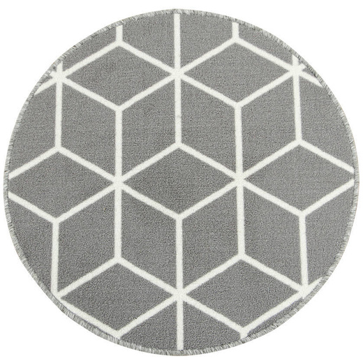 Antypoślizgowy Okrągły Dywan Cubes Jasny Szary 19