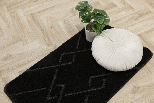 Dywanik Łazienkowy Antypoślizgowy Moreno Black Czarny Romby