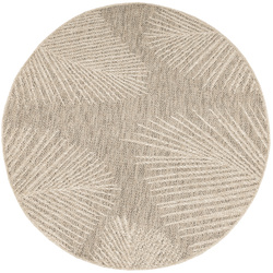 Okrągły Dywan Sznurkowy Patio 5028/170 Nature Beż Brąz Listki Outdoor