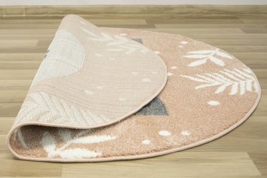 Okrągły Dywan Lima C884A rose/cream Różowy Szary Szop Pracz Listki