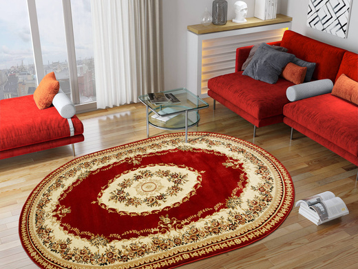 Owalny Dywan Super Rose 1898A red/cream Ornament Kwiatowy Czerwień Krem