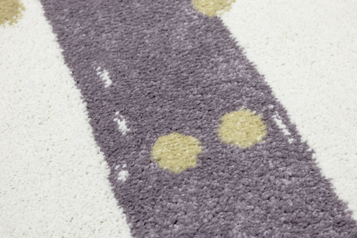 Okrągły Dywan Lima M044A cream/lila Fiolet Krem Zloty Paski