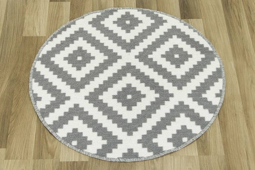 Antypoślizgowy Okrągły Dywan Romby Szary 19