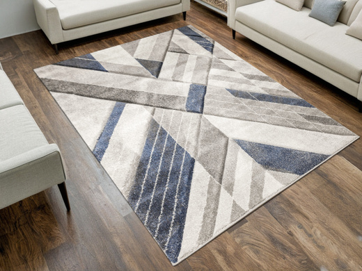 Dywan Kandy N405A l.grey/navy Szary Granatowy Geometria Romby Fryz