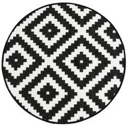 Antypoślizgowy Okrągły Dywan Romby Czarne 91