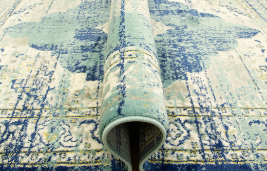 Dywan Victoria 7560A blue/d.blue Ornament Turkus Krem