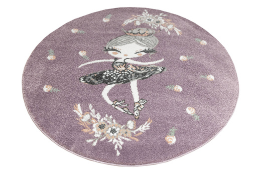 Okrągły Dywan Lima G938A lila/cream Fiolet Krem Baletnica Księżniczka