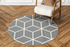 Antypoślizgowy Okrągły Dywan Cubes Jasny Szary 19
