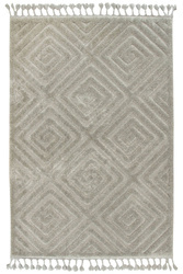 Dywan Berber 7061 l.grey Jasny Szary Romby 3D z frędzlami