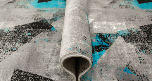 Chodnik Victoria B885Ad.g Trójkąty Turkus Szary Przecierany szerokość 80 cm