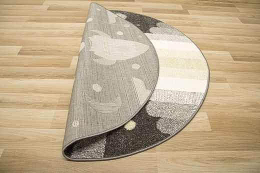 Okrągły Dywan Lima G756A d.grey/cream Rakieta Szary żółty Krem