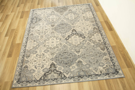 Wełniany Dywilan Moon Torino Silver Romby Ornament Szary Niebieski