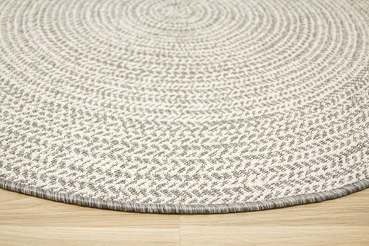 Okrągły Dwustronny Dywan Sznurkowy Brussels 205580/10010 silver Szary Krem Okręgi Outdoor