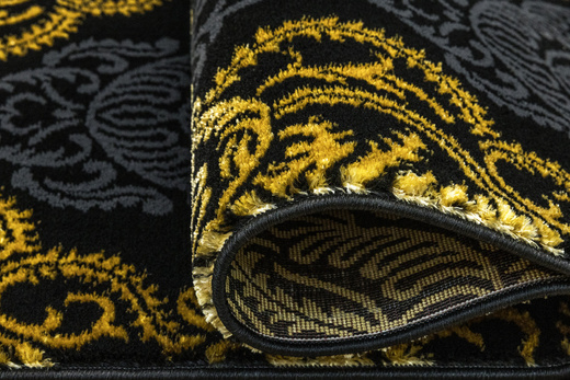 Dywan FESTIVAL 2746A yellow/black Czarny Złoty Ornament