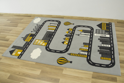 Dywan Kids 534433/89945 mouse/m Miodowy Szary Ulice Domki