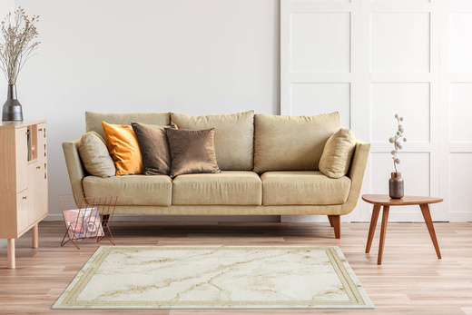 Lśniący Dywan Allora Plus B839A cream/gold Marmur Beż Krem Złoto