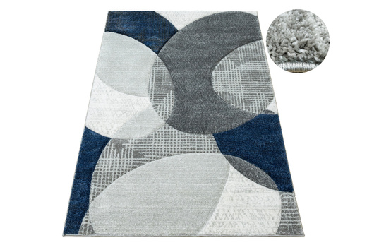 Dywan Kandy N390A N390A l.grey/navy Szary Granatowy Elipsy Fryz