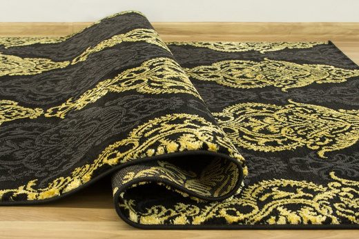 Dywan FESTIVAL 2746A yellow/black Czarny Złoty Ornament