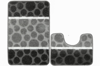 Komplet 2-częściowy Łazienkowy Siena Grey Szary Kropki Paski