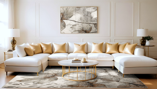 Dywan Ponte N879A l.grey/beige Brąz Szary Kwiaty