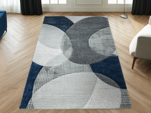 Dywan Kandy N390A N390A l.grey/navy Szary Granatowy Elipsy Fryz