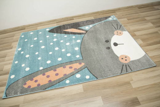 Dywan Dziecięcy Lima 1316C blue/l.grey Szary Niebieski Króliczek