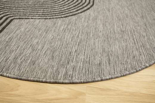 Okrągły Dwustronny Dywan Sznurkowy Brussels 205631/11020 Night Silver Szary Grafit Fala Outdoor