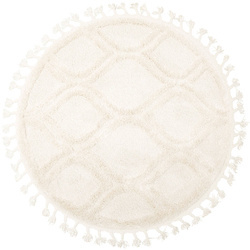 Okrągły Dywan Berber 7063 ivory krem Łezki 3D z frędzlami