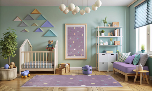 Wykładzina Dziecięca Lima C275A lila/rose Fiolet Kropki szerokość 4 m