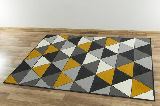 Dywan Luna 502902/89925 d.grey musztardowe trójkąty