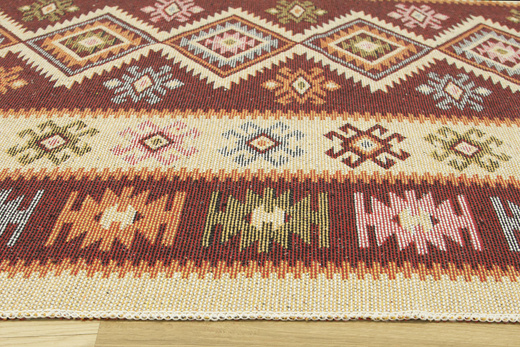 Dwustronny Dywanik Chodniczek Kilim Romby Bordo