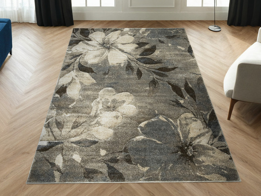 Dywan Kandy N040A l.beige/m.beig Szary Beżowy Kwiaty Grafit Fryz