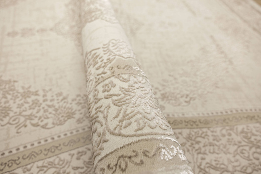 Lśniący Dywan Allora Plus F344A Ceam/Silver Krem Srebrny Kaszmir Ornament