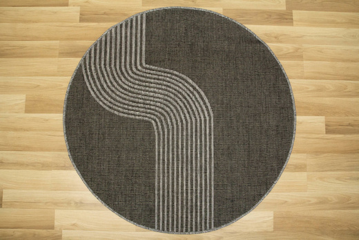 Okrągły Dwustronny Dywan Sznurkowy Brussels 205631/11020 Night Silver Szary Grafit Fala Outdoor