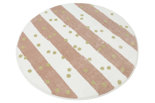 Okrągły Dywan Lima M044A cream/rose Róż Krem Zloty Paski