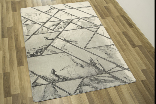 Dywan Diamond K4441S Geometryczny srebrne kreski marmur