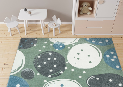 Dywan Dziecięcy Lima M040A green/cream Zielony Kremowy Kamyki Kropeczki