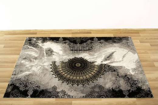 Dywan Tender 27237A black/l.grey Czarny Beż Krem Ornament Boutique