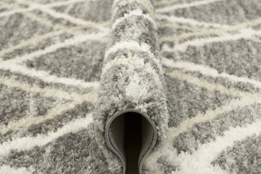 Puszysty Dywan Pulpy Shaggy A532A d.grey/l.grey Szary krem Beż Romby Etno