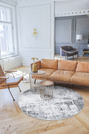 Okrągły Dywan Nantes NT041G Grey/Grey Szary Beton