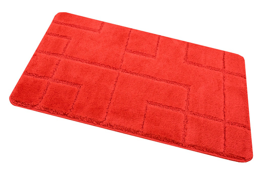 Dywanik Łazienkowy Antypoślizgowy Inez Red Czerwony Geometria