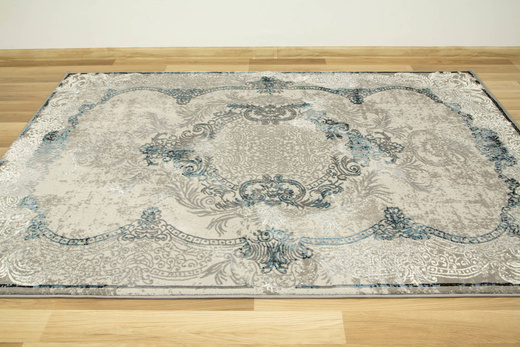 Lśniący Dywan Allora Plus 9435A grey/blue Ornament Szary Srebrny