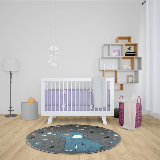 Okrągły Dywan Lima G965A l.grey/blue Szary Niebieski Słonik