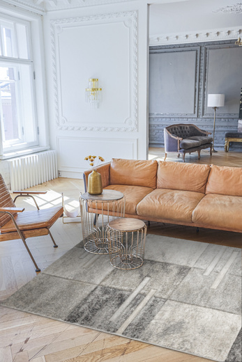 Dywan Daisy Carving 7428B m.grey/l.bej Krem Beż Szary Prostokąty