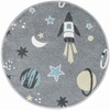 Okrągły Dywan Dziecięcy Lima C276A l.grey/cream Rakiety Kosmos Szary