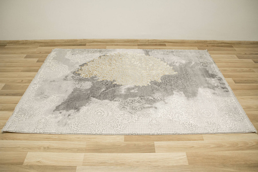 Dywan Galeria GL080G grey/grey Szary Złoty Rozeta