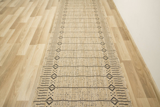 Sznurkowy Chodnik Terra Aztec Linie 04 Beż Grafit szerokość 80 cm