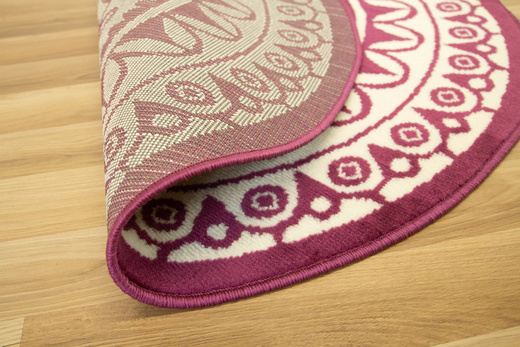 Okrągły Dywan Luna 503786/56955 Fioletowy Krem Rozeta Listki