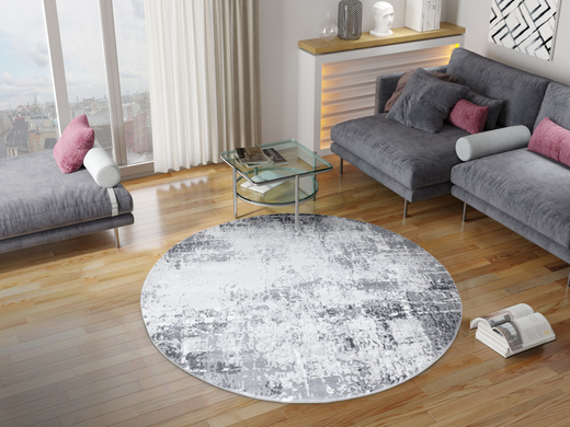Okrągły Dywan Nantes NT041G Grey/Grey Szary Beton